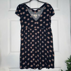Ralph Lauren Denim & Supply Black & Orange Floral Babydoll Dress Size Large